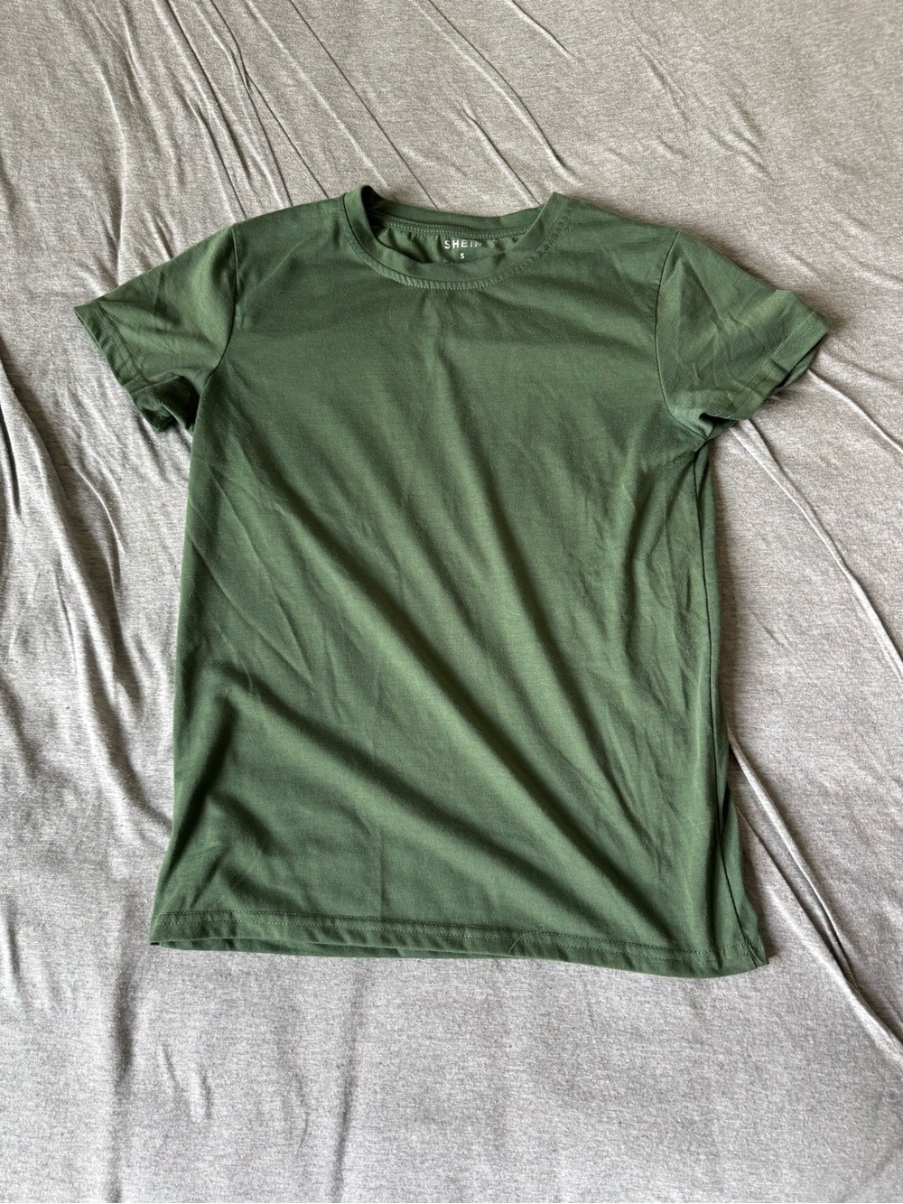 SHEIN Olive Green Crew Neck Tee